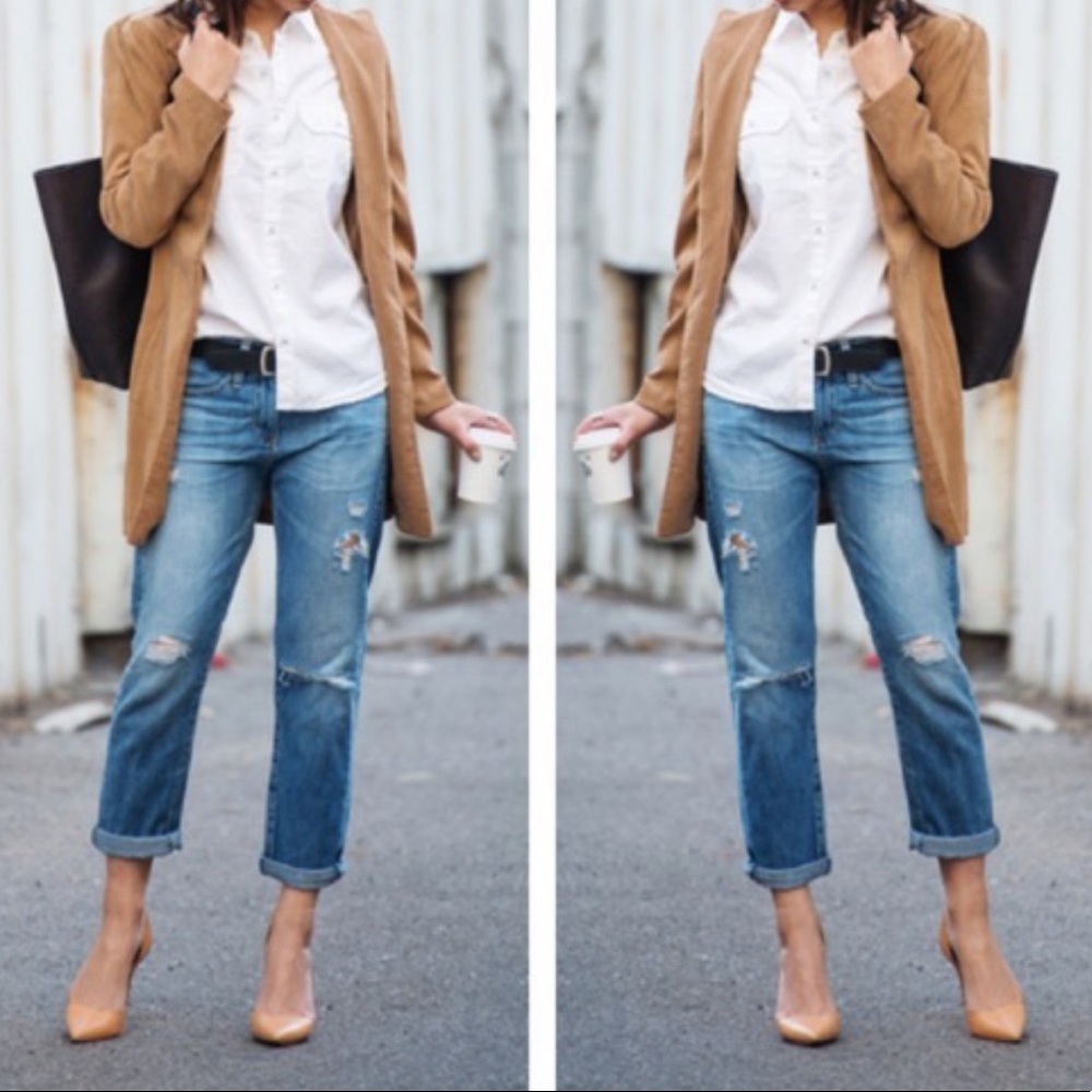 Banana Republic Distressed High Rise Boyfriend Crop Jeans